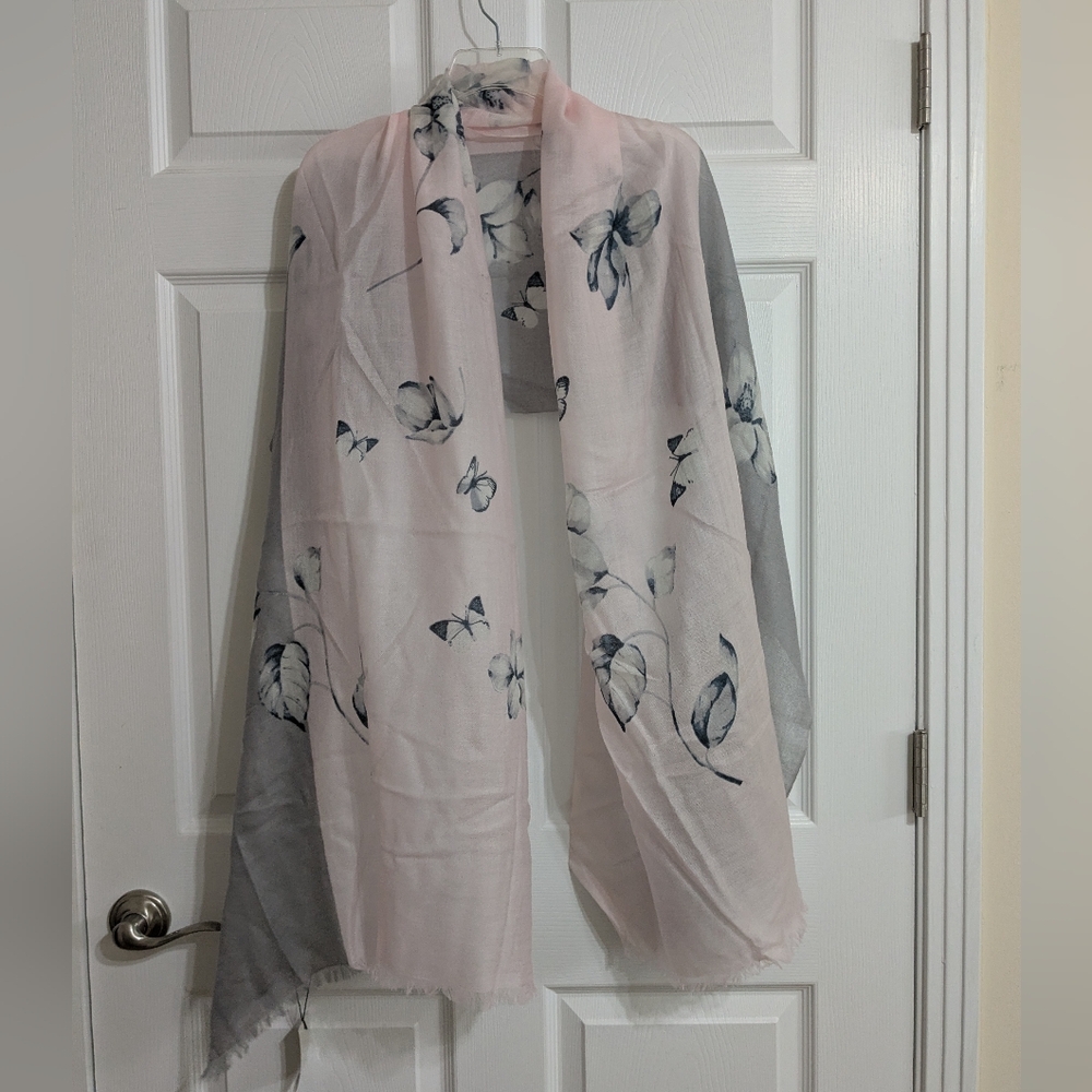 NWT Jill Stuart Pink and Gray Cashmere Scarf